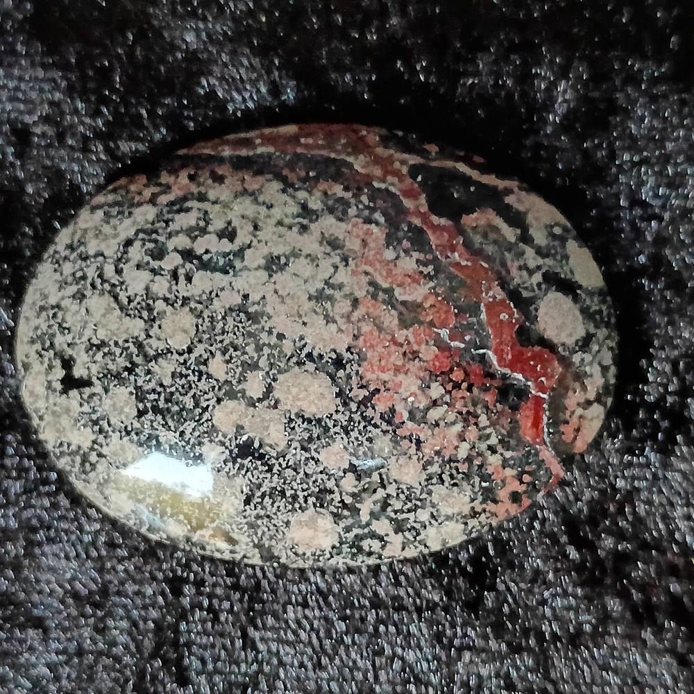 Vintage Red Snowflake Obsidian Cabochon with 1 mm Beveled Edge 30 mm x 40 mm